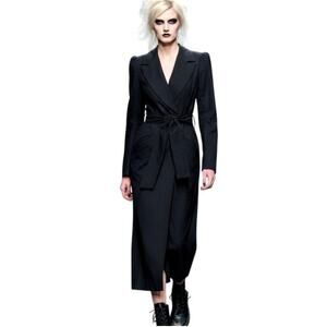 Archival MASON 2002 Pinstripe Full-Length Blazer, Black, Steampunk